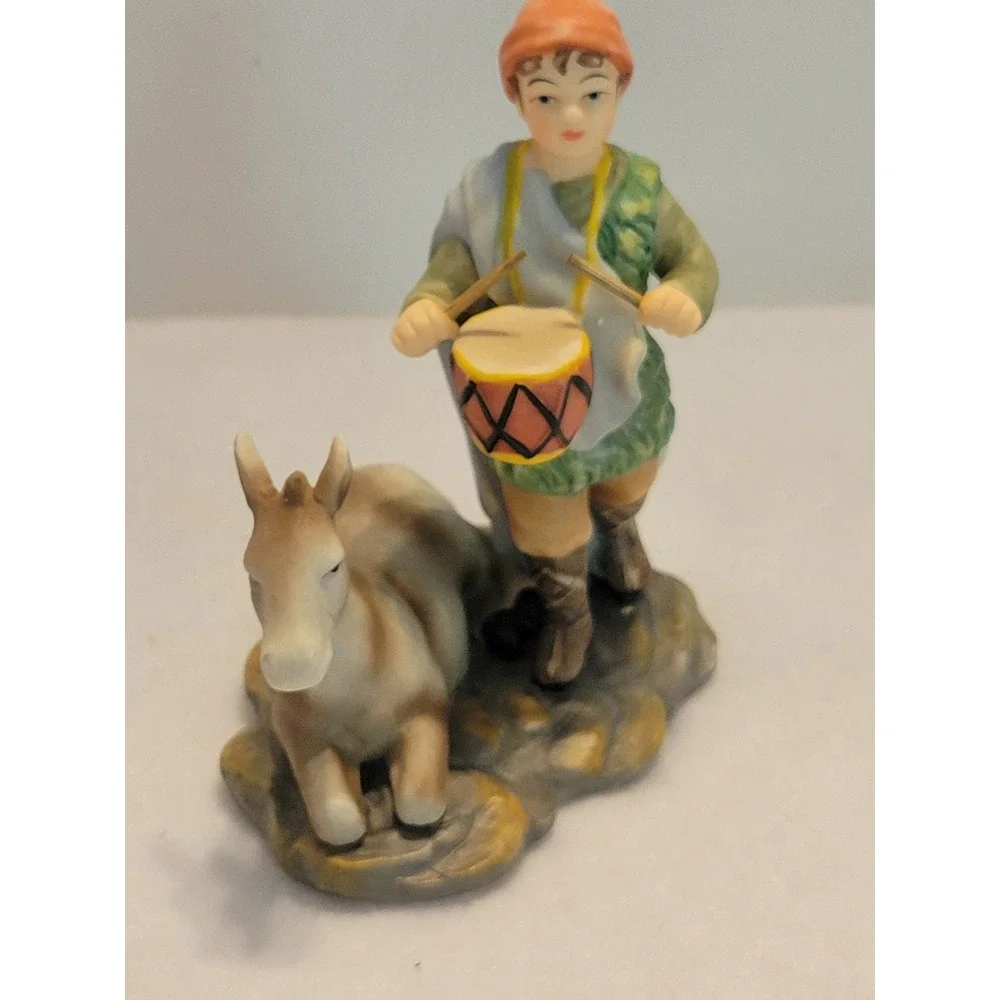 Avon Drummer Boy w/‎ Donkey Figurine Holiday Treasures Nativity 2003 Christmas